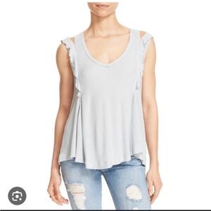 Free People Light Gray Waffle Tank Top